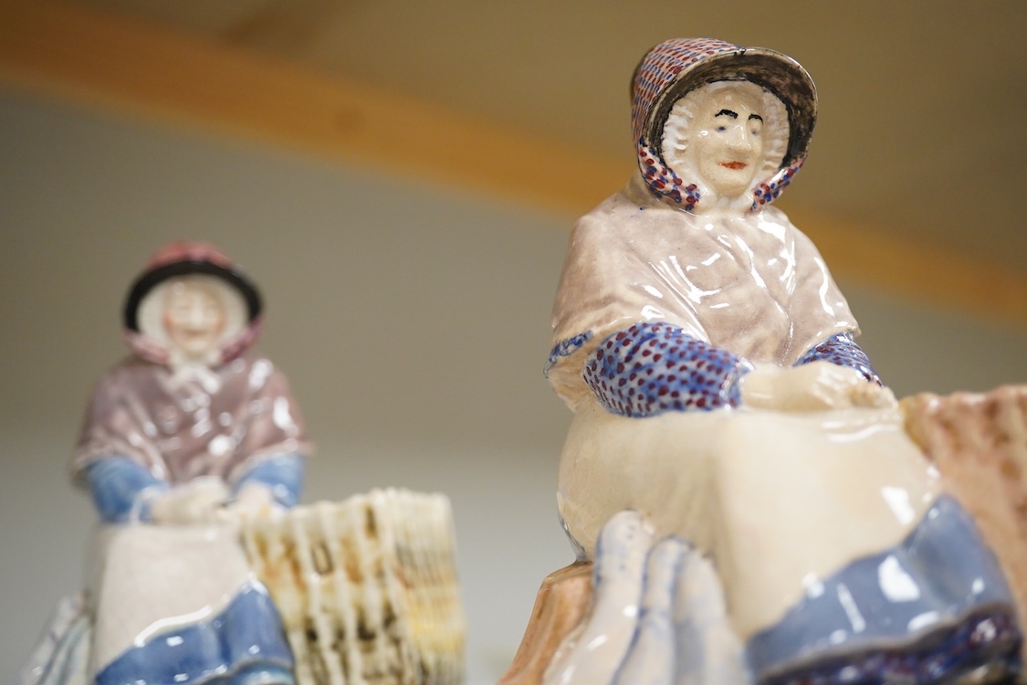 Two Eric Bradley pottery figures of Brighton fisherwomen, each with incised signature to the bases and one ‘Ringmer, Sussex’